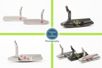BOW 303 golf putters shown in multiple finishes and colors on white background